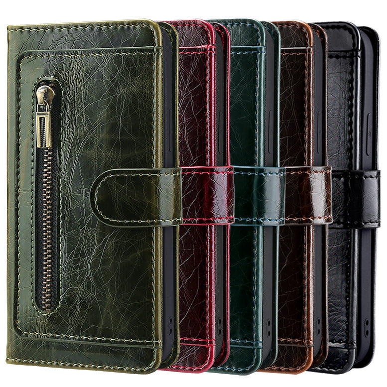 Leather Flip Wallet Phone Cover for iPhone