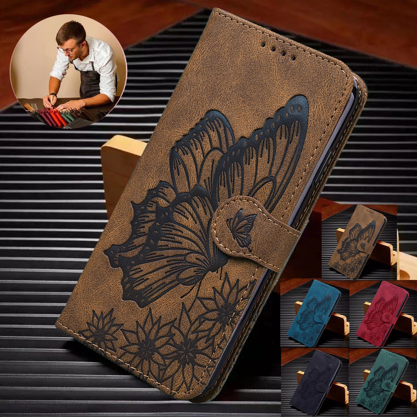 Butterfly Leather Wallet Phone Case for Samsung Galaxy