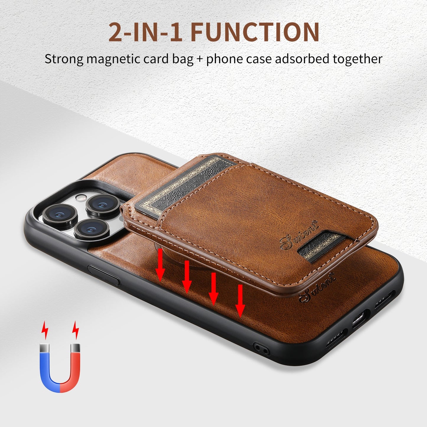 2-in-1 Magnetic Flip Wallet Phone Case for iPhone
