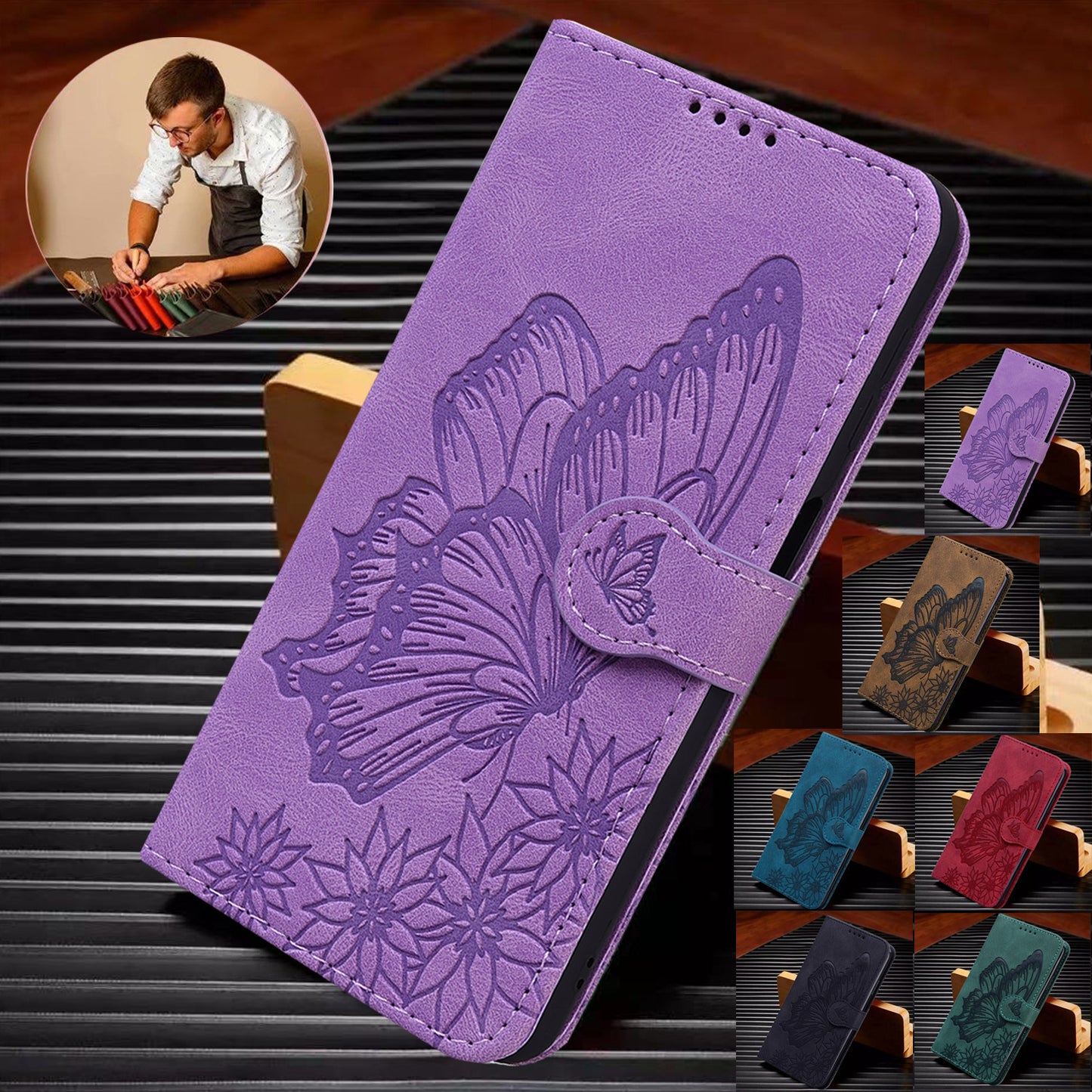 Butterfly Leather Wallet Phone Case for Samsung Galaxy