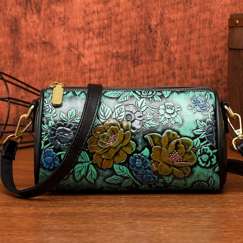 Mini Vintage Floral Embossed Crossbody Bag