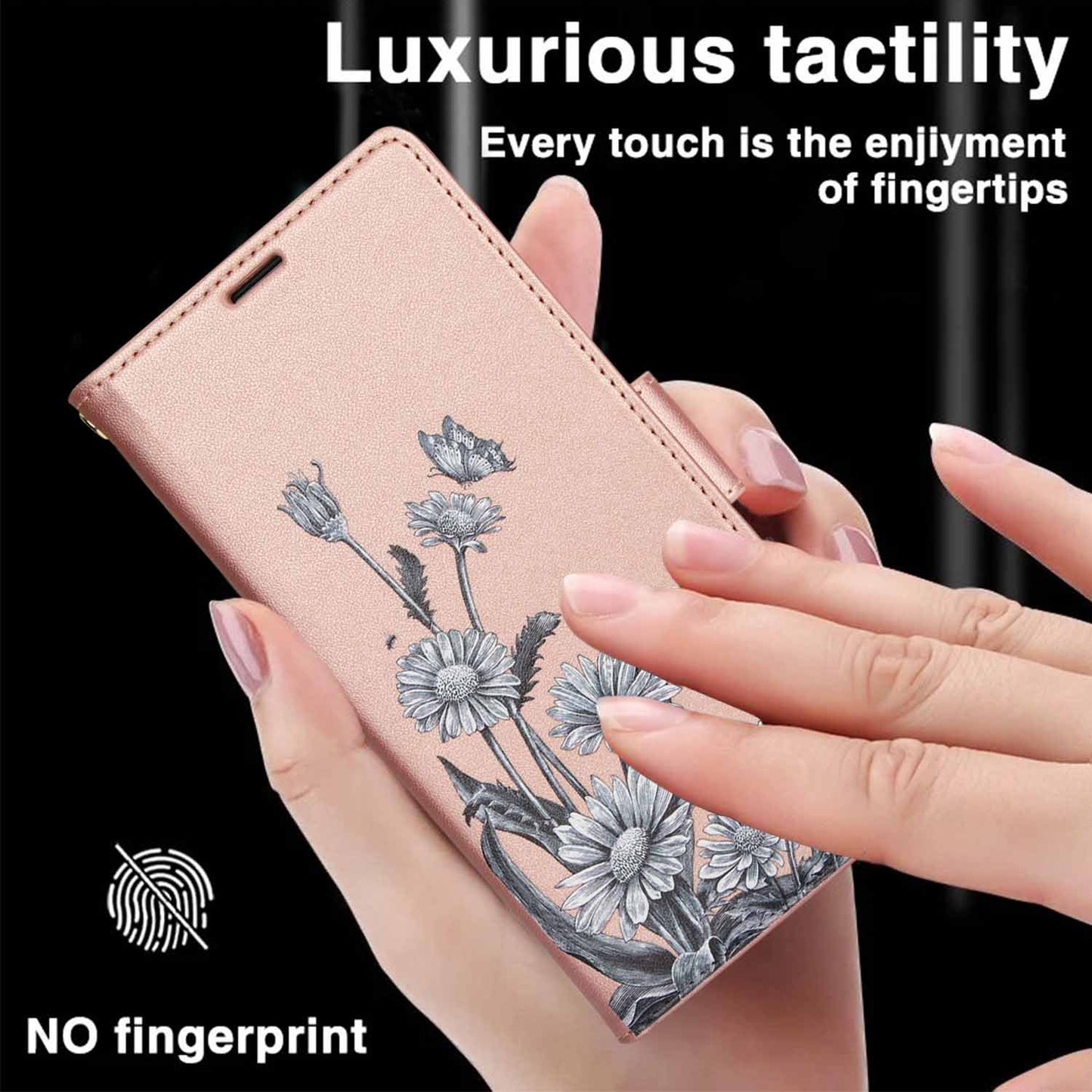 Floral Leather Flip Wallet Case for Samsung Galaxy: Card Slots & Magnetic Closure