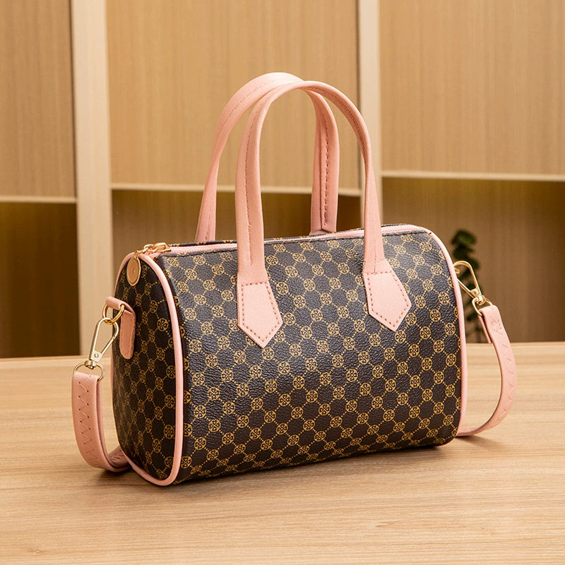 Vintage Polka Dot Quilted Mini Handbag - Lightweight Synthetic Leather with Detachable Strap & Zipper Closure