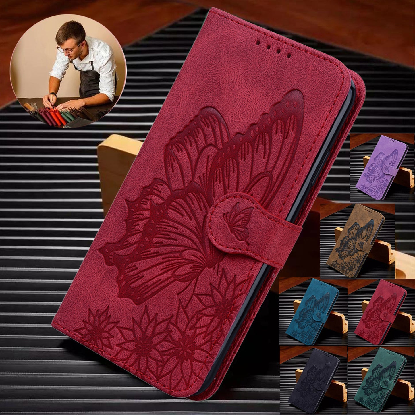 Butterfly Leather Wallet Phone Case for Samsung Galaxy