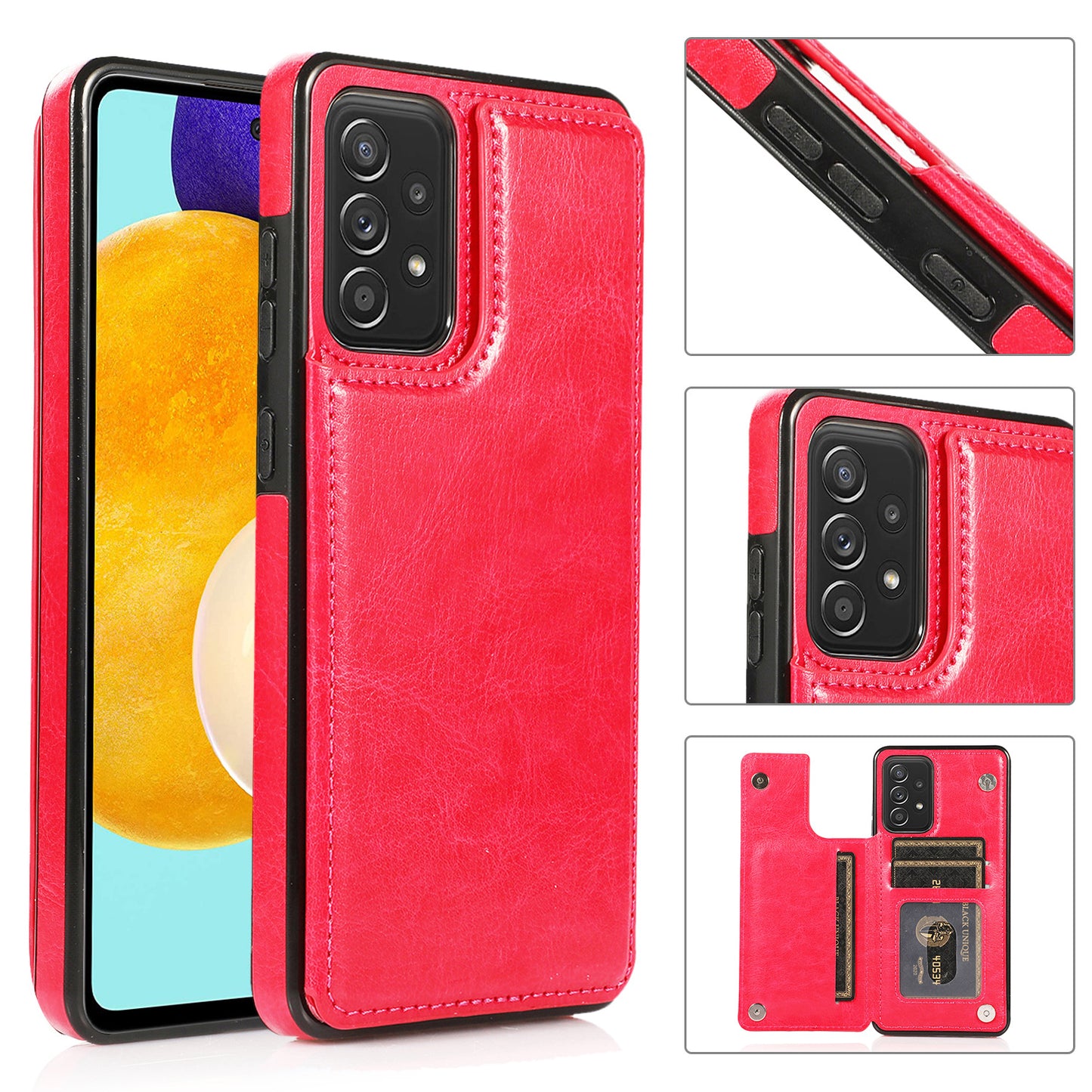 Crazy Horse Pattern Card Holder Phone Case for Samsung Galaxy
