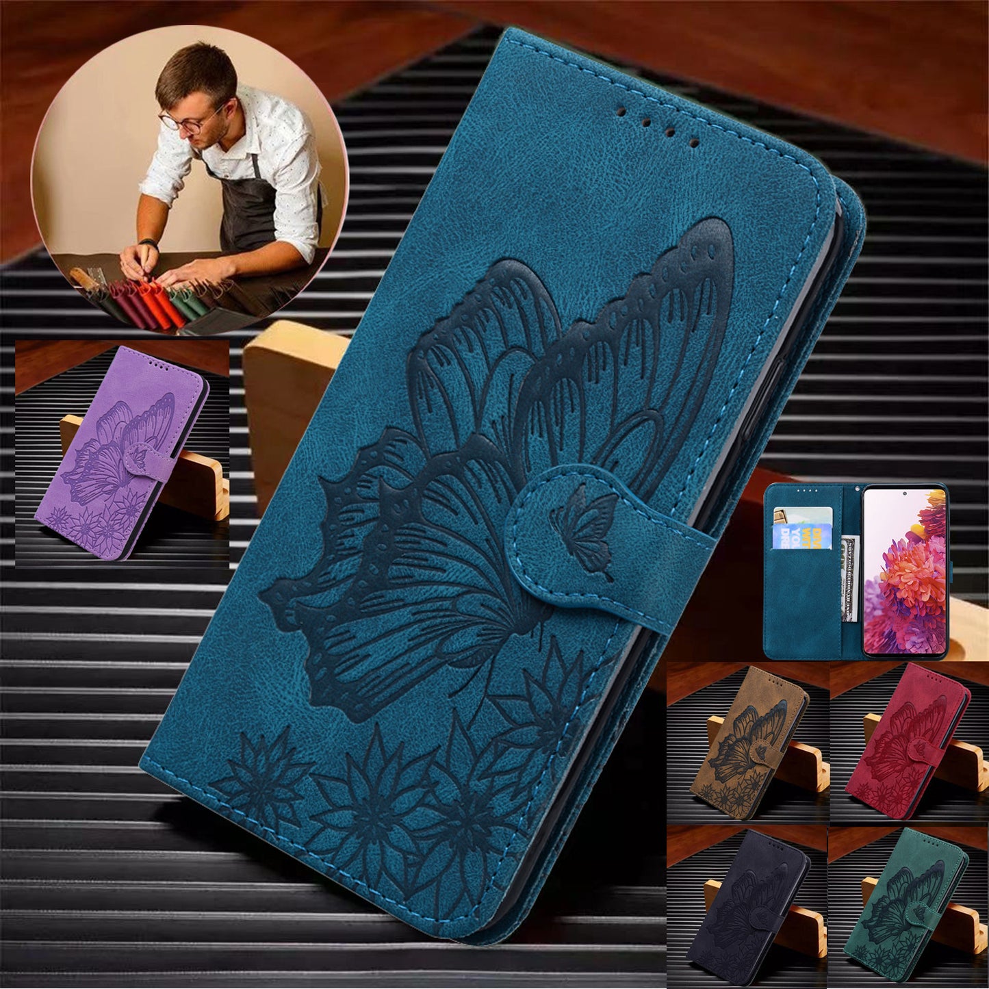 Butterfly Leather Wallet Phone Case for Samsung Galaxy