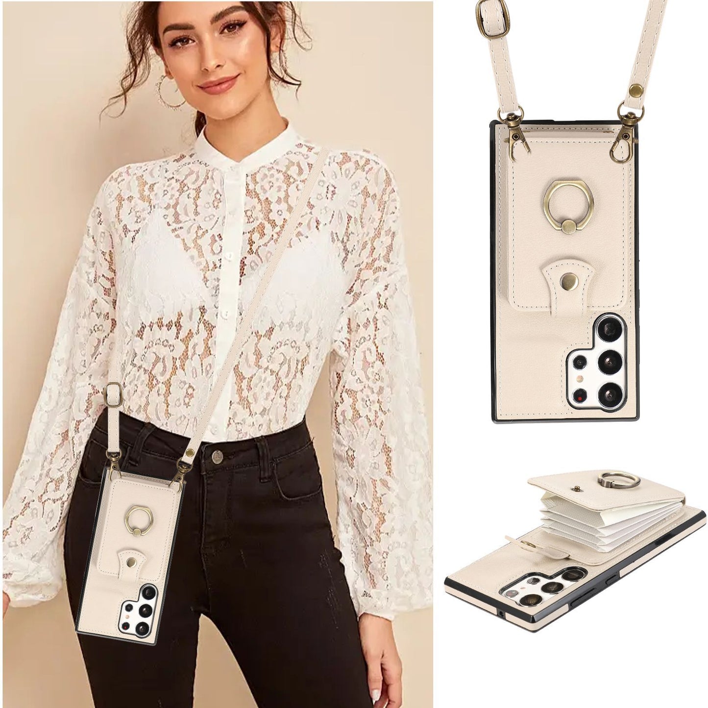 Samsung Galaxy 3-in-1 Wallet Case: Slim Design with Kickstand & Crossbody Strap