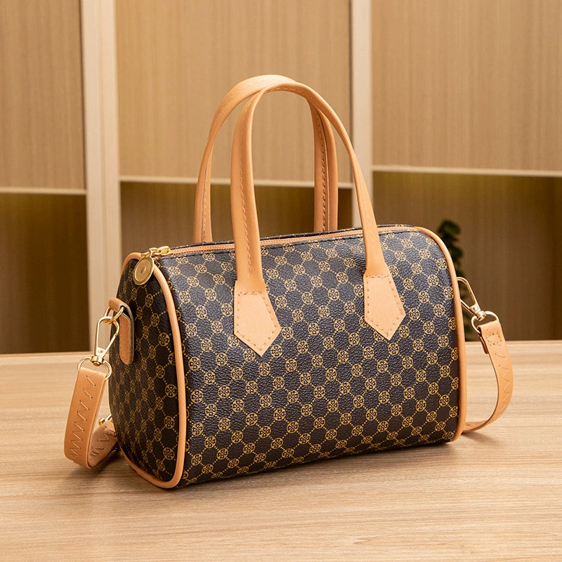 Vintage Polka Dot Quilted Mini Handbag - Lightweight Synthetic Leather with Detachable Strap & Zipper Closure