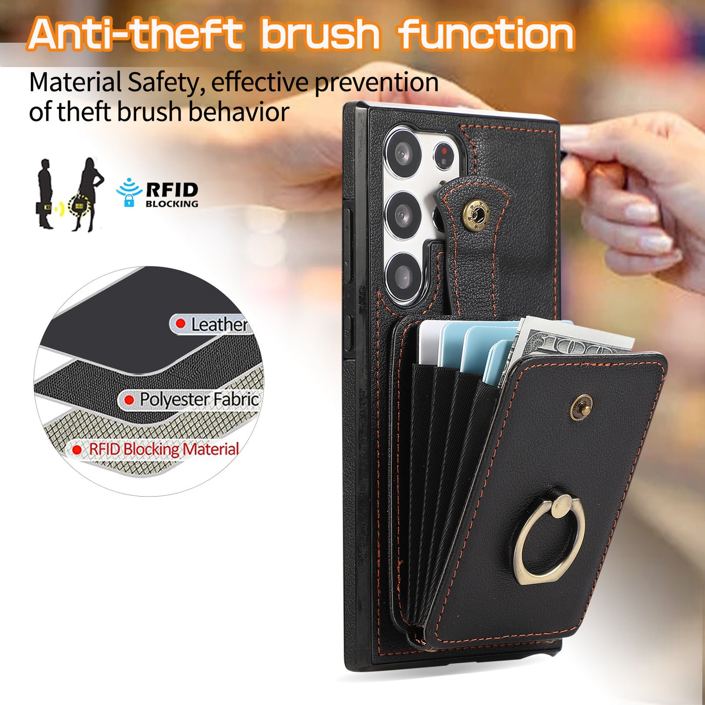 Samsung Galaxy 3-in-1 Wallet Case: Slim Design with Kickstand & Crossbody Strap