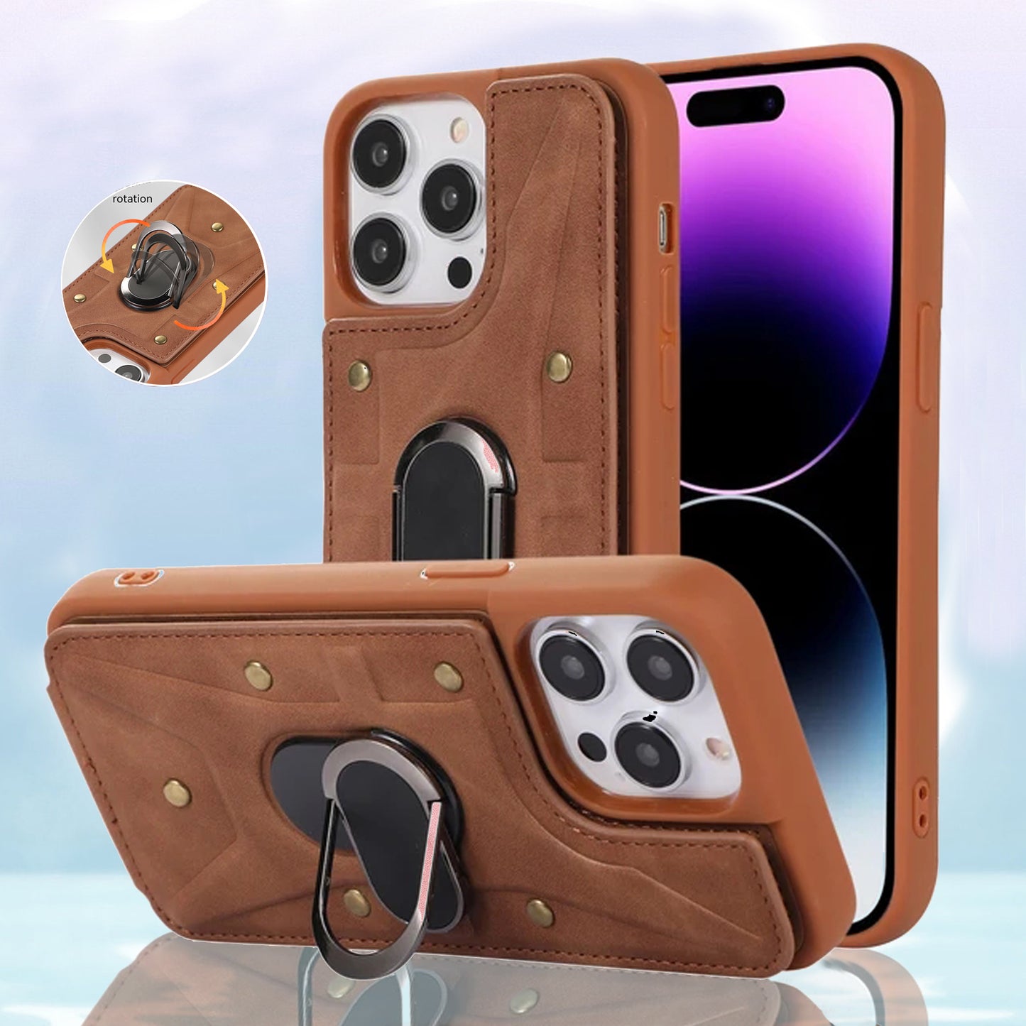 Leather Ring Stand Case for iPhone