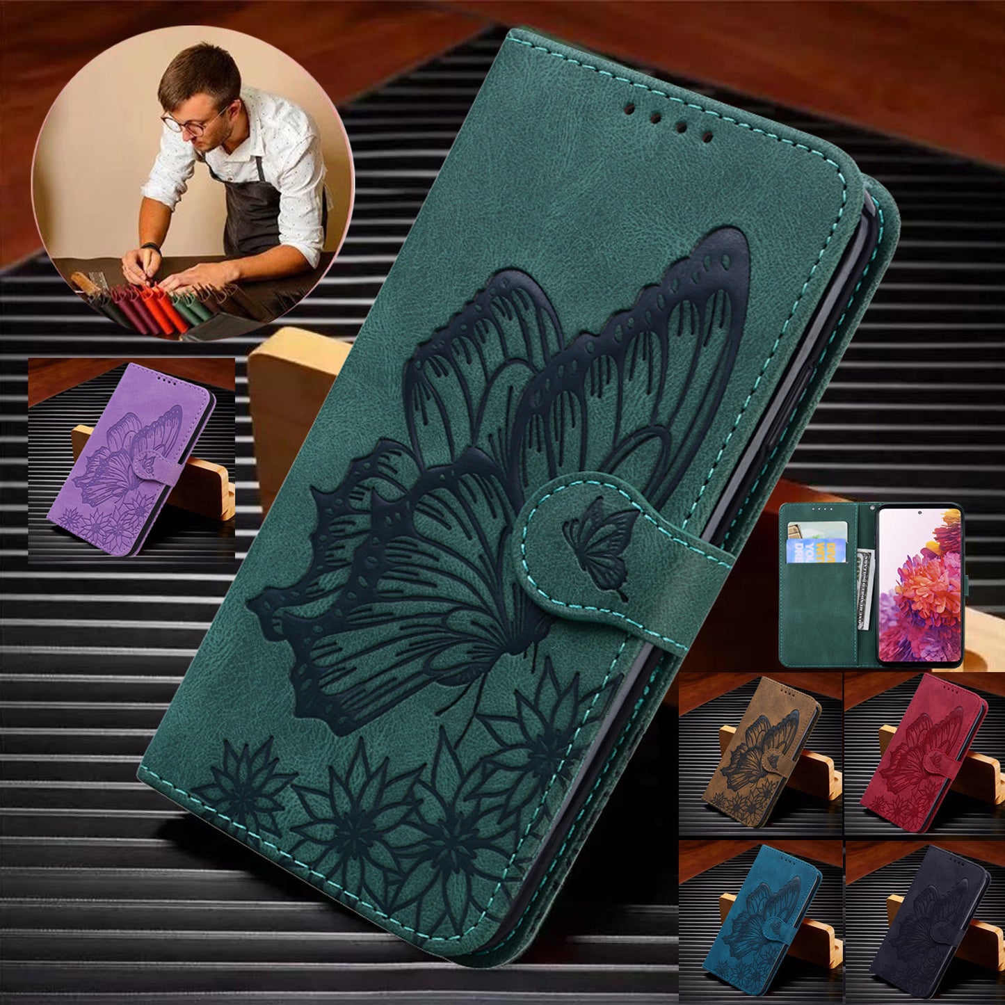 Butterfly Leather Wallet Phone Case for Samsung Galaxy