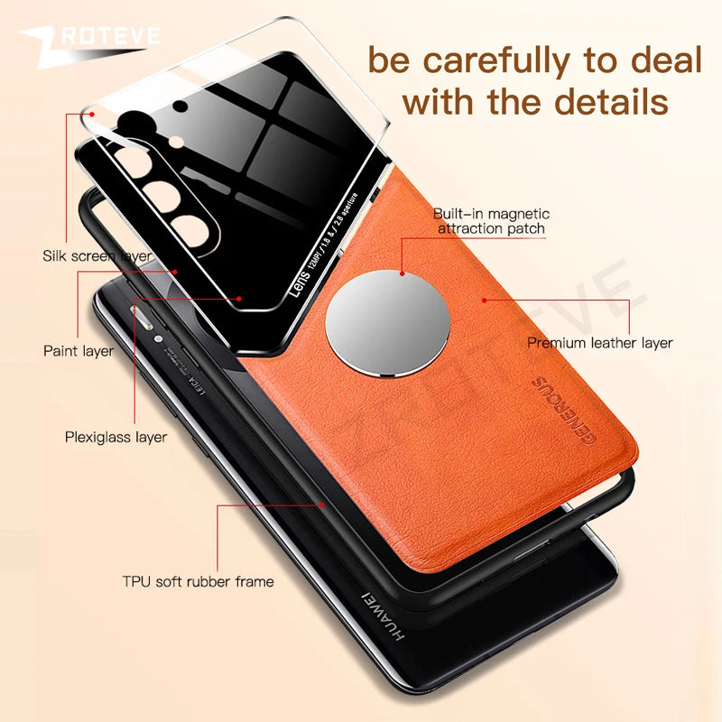PC Leather Texture Magnetic Case for Samsung Galaxy