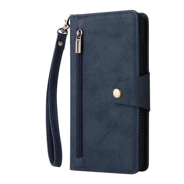 Zipper Magnetic Closure Leather Case for Samsung Galaxy