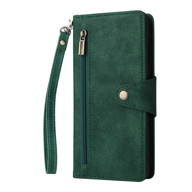 Zipper Magnetic Closure Leather Case for Samsung Galaxy