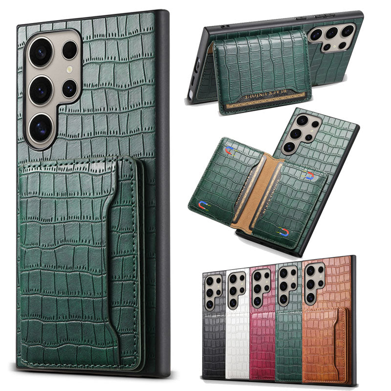 Luxury Crocodile Leather Wallet Case for Samsung Galaxy