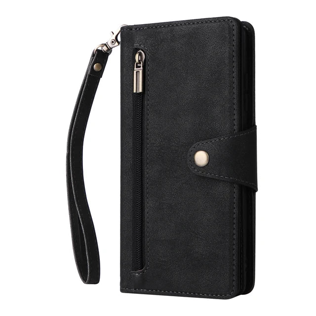 Zipper Magnetic Closure Leather Case for Samsung Galaxy