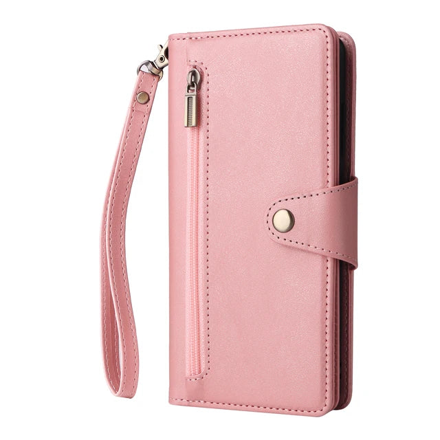 Zipper Magnetic Closure Leather Case for Samsung Galaxy