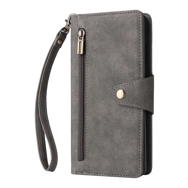 Zipper Magnetic Closure Leather Case for Samsung Galaxy