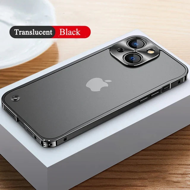 Metal Frame Lens Protection Frosted Shockproof Phone Case for iPhone