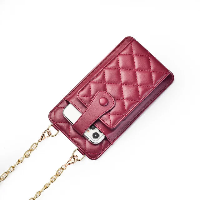 Women's Leather Plaid Crossbody Phone Bag