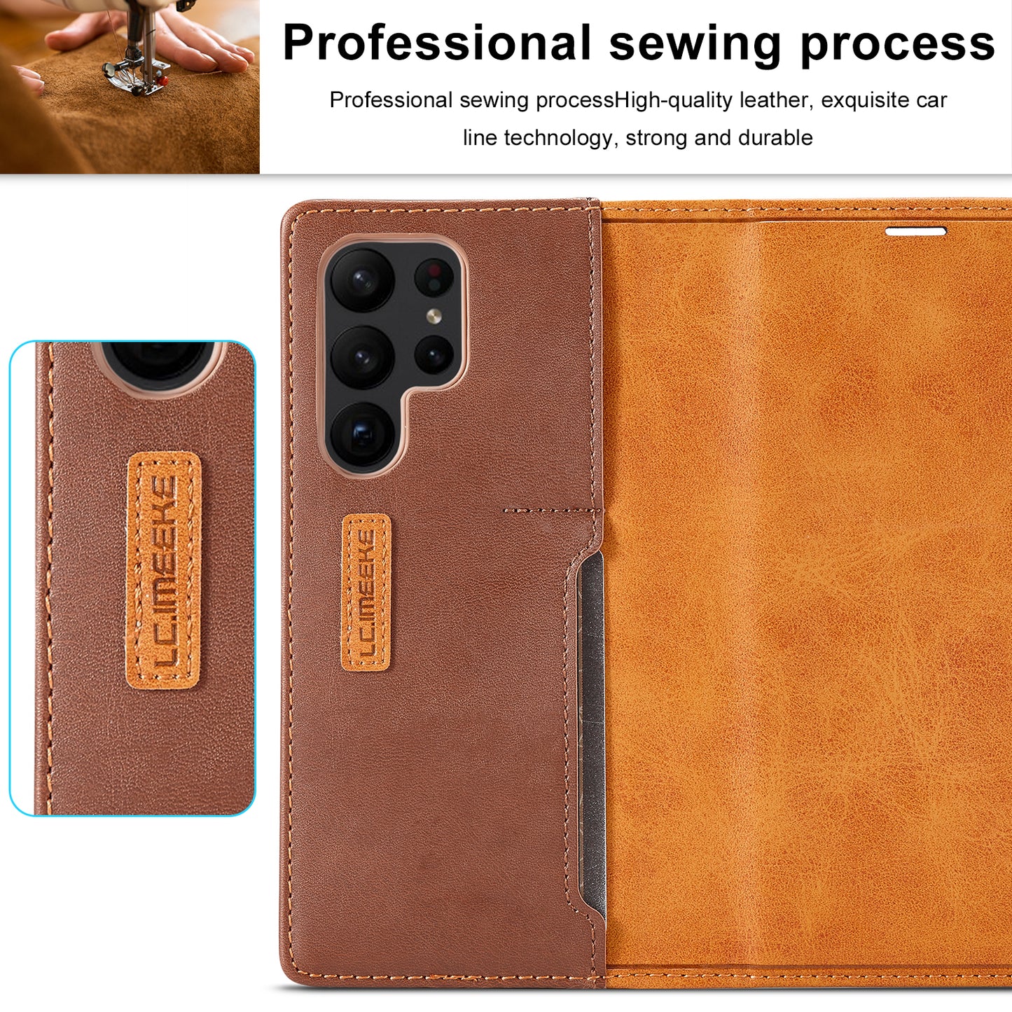 Premium-Leder-Klapphülle mit vollständiger Abdeckung für Samsung 