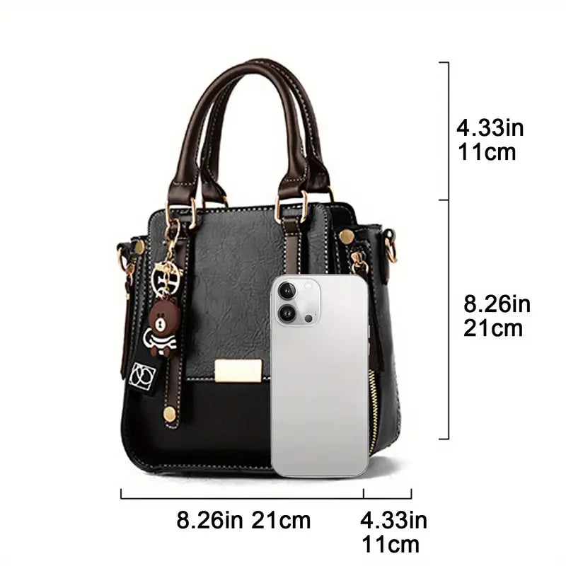 Women's Adjustable Tote Handbag - Spacious Work Bag with Zipper Closure, Golden Hardware