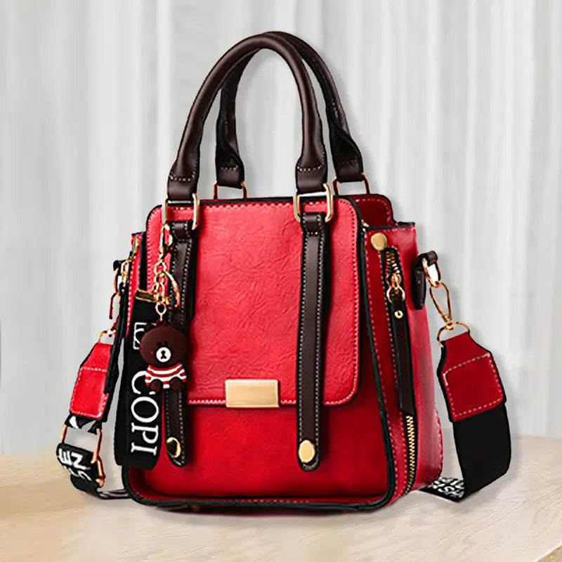 Women's Adjustable Tote Handbag - Spacious Work Bag with Zipper Closure, Golden Hardware