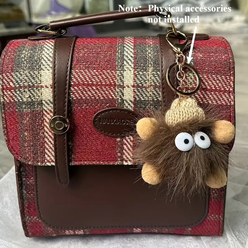 Trendy British Plaid Backpack for Women - Casual Satchel with Buckle Closure, Hand Washable