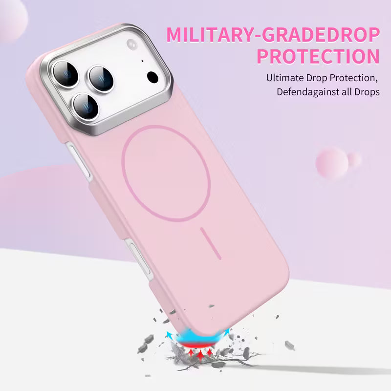 Luxury Metal Camera Frame Magnetic Matte Hard  Phone Case Wireless Charging & Shockproof Protection