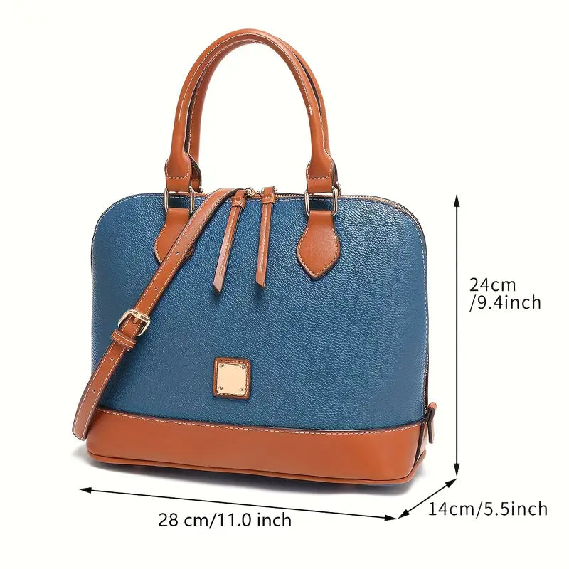 Luxury Color Contrast Satchel Handbag - Classic Style for Women's Office & Work