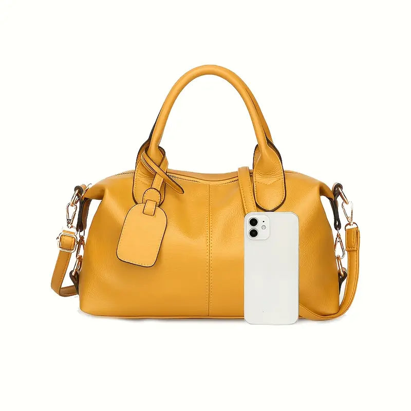 Lady Boston Bag - Large Lychee-Patterned Pillow Bag for Business Women