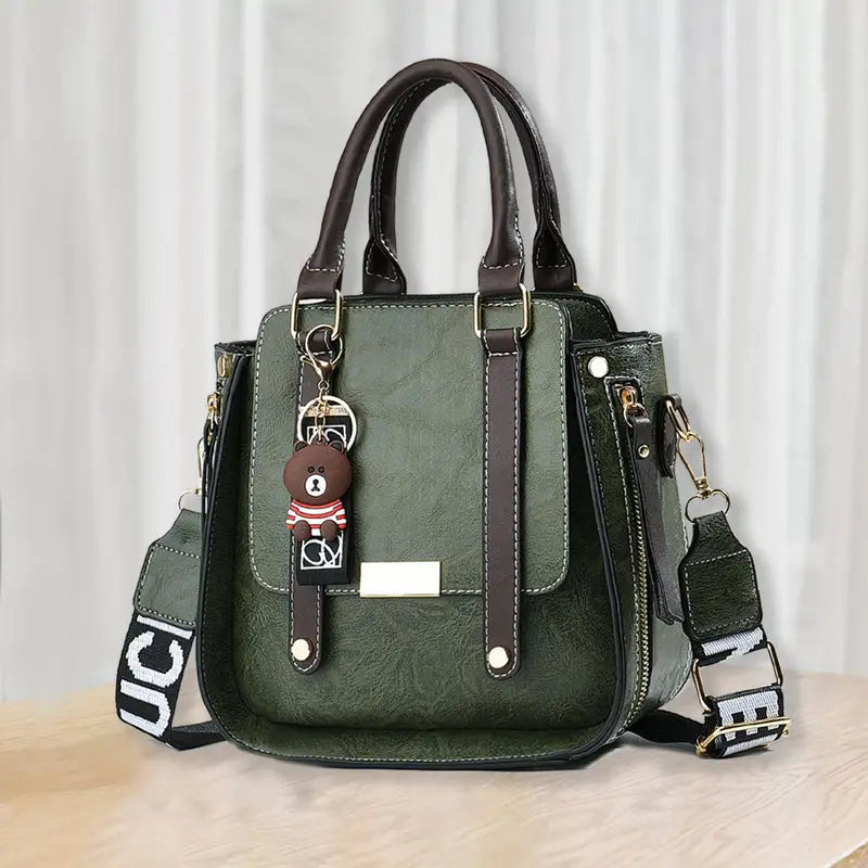 Women's Adjustable Tote Handbag - Spacious Work Bag with Zipper Closure, Golden Hardware