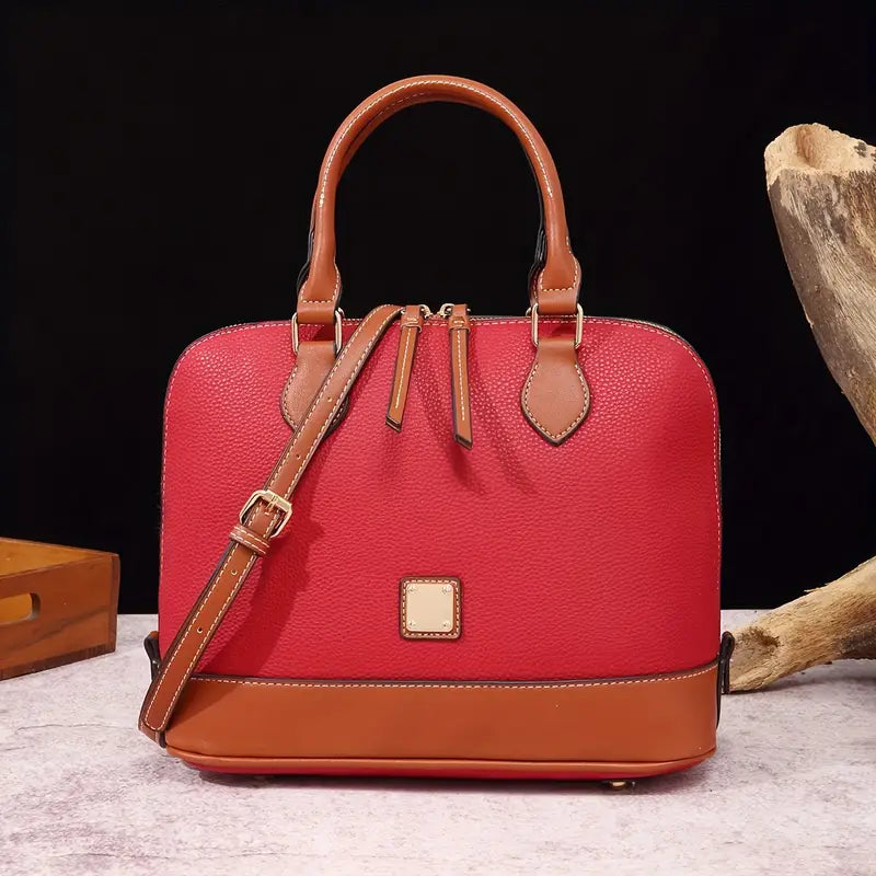 Luxury Color Contrast Satchel Handbag - Classic Style for Women's Office & Work