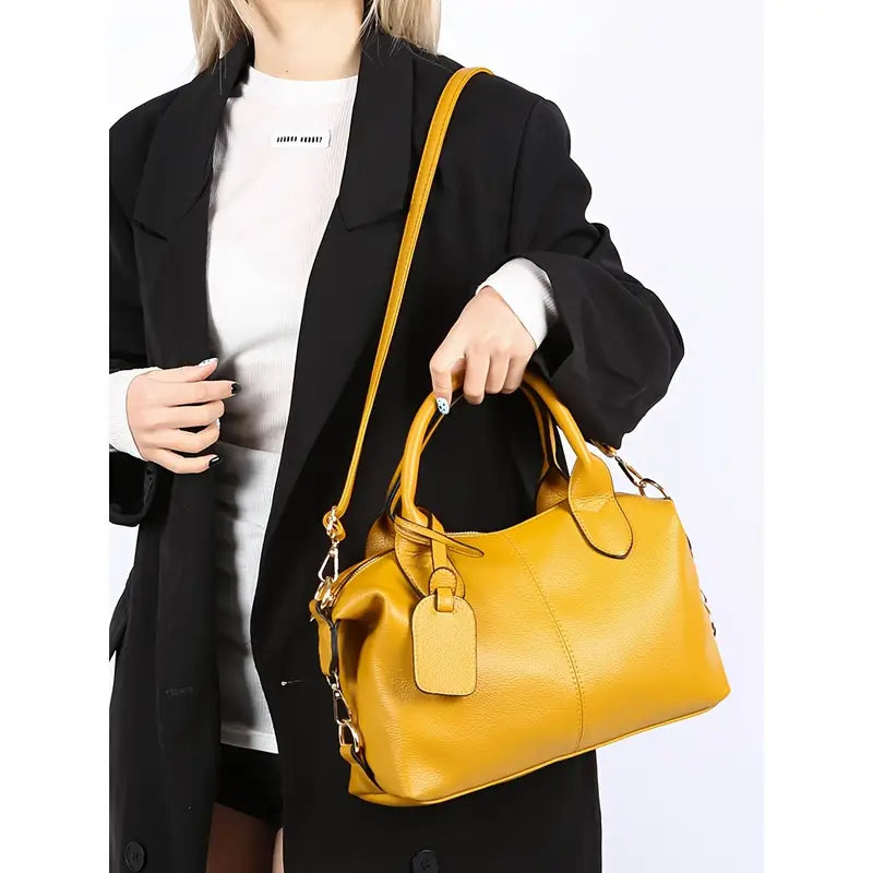 Lady Boston Bag - Large Lychee-Patterned Pillow Bag for Business Women