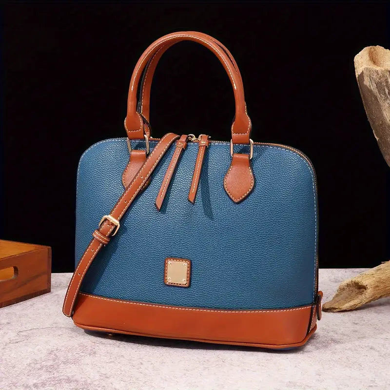 Luxury Color Contrast Satchel Handbag - Classic Style for Women's Office & Work