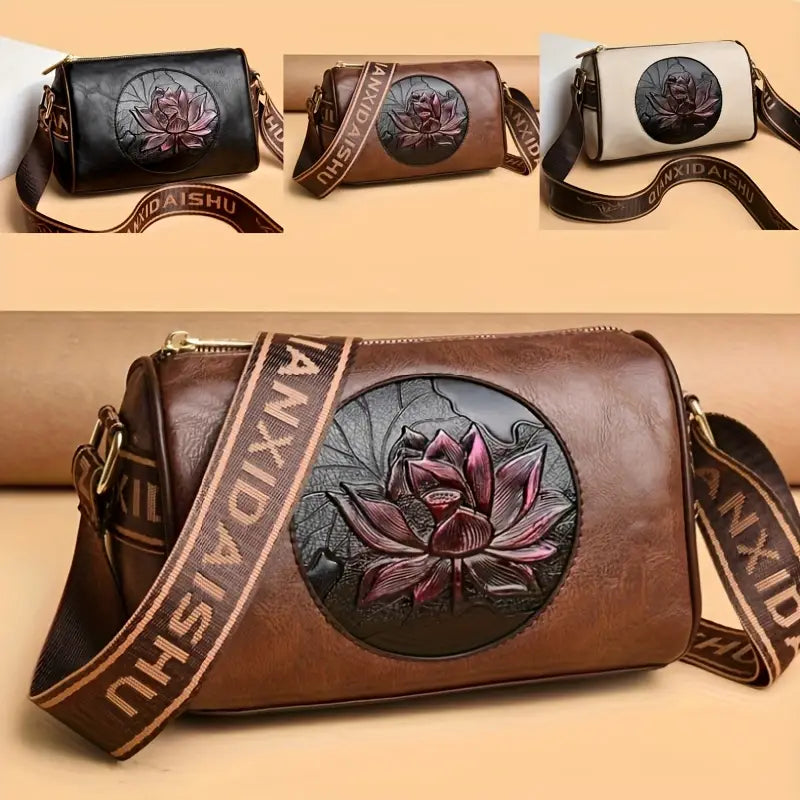 Vintage Floral Crossbody Bag - Adjustable Strap, Casual Tote, Perfect Holiday Gift