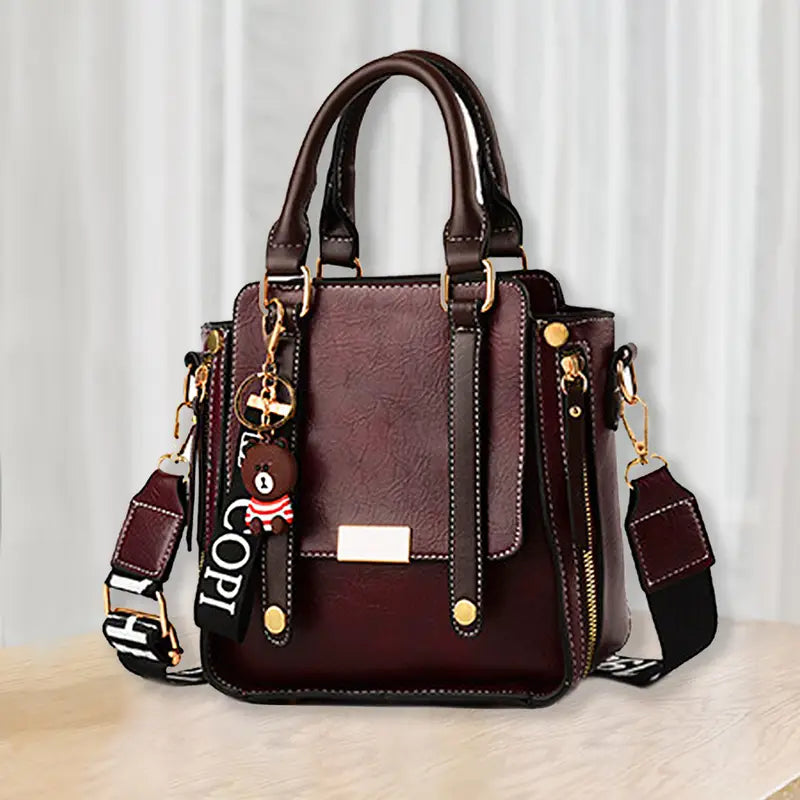 Women's Adjustable Tote Handbag - Spacious Work Bag with Zipper Closure, Golden Hardware