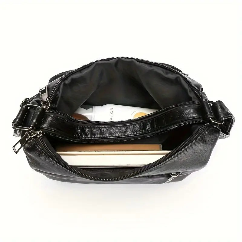 Chic Vintage Brown Crossbody Bag with Heart Accent