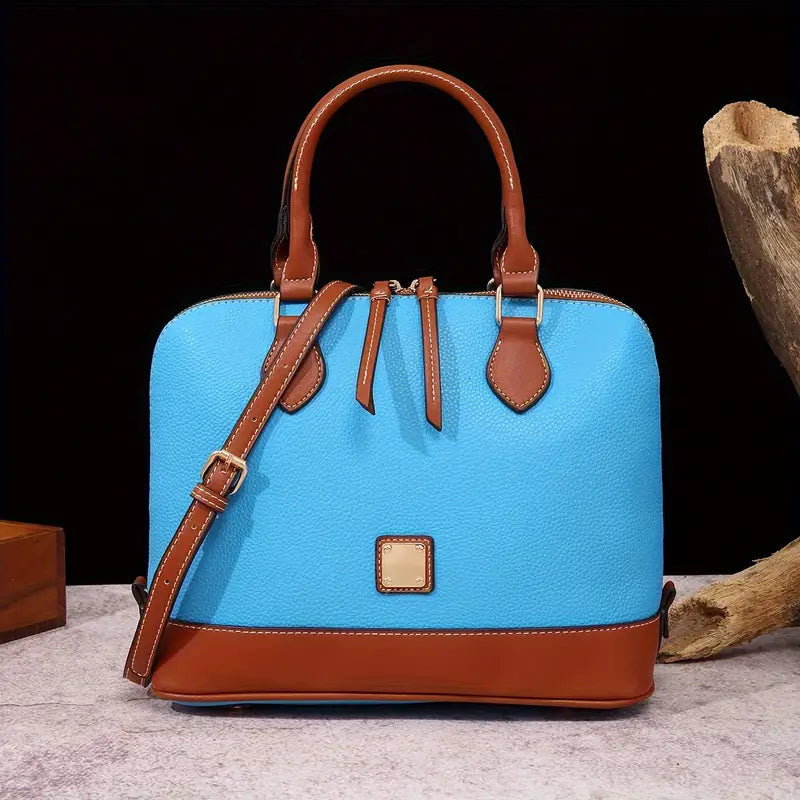 Luxury Color Contrast Satchel Handbag - Classic Style for Women's Office & Work