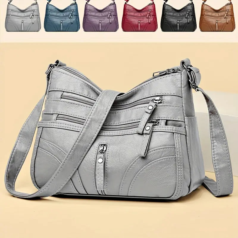 Large Capacity Soft Crossbody Bag - Random Flower Pattern & Strap Direction