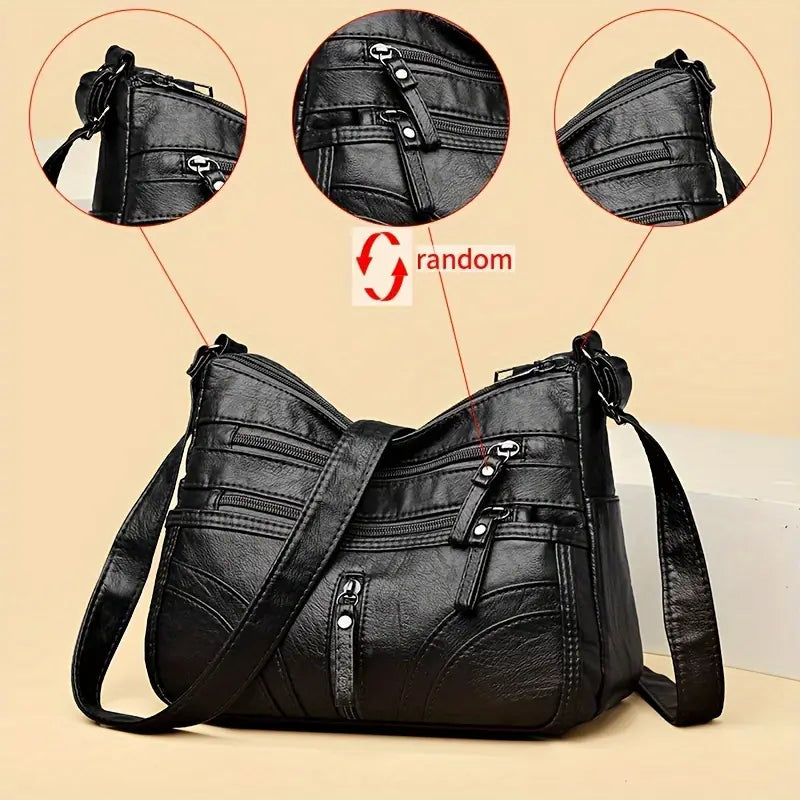 Large Capacity Soft Crossbody Bag - Random Flower Pattern & Strap Direction