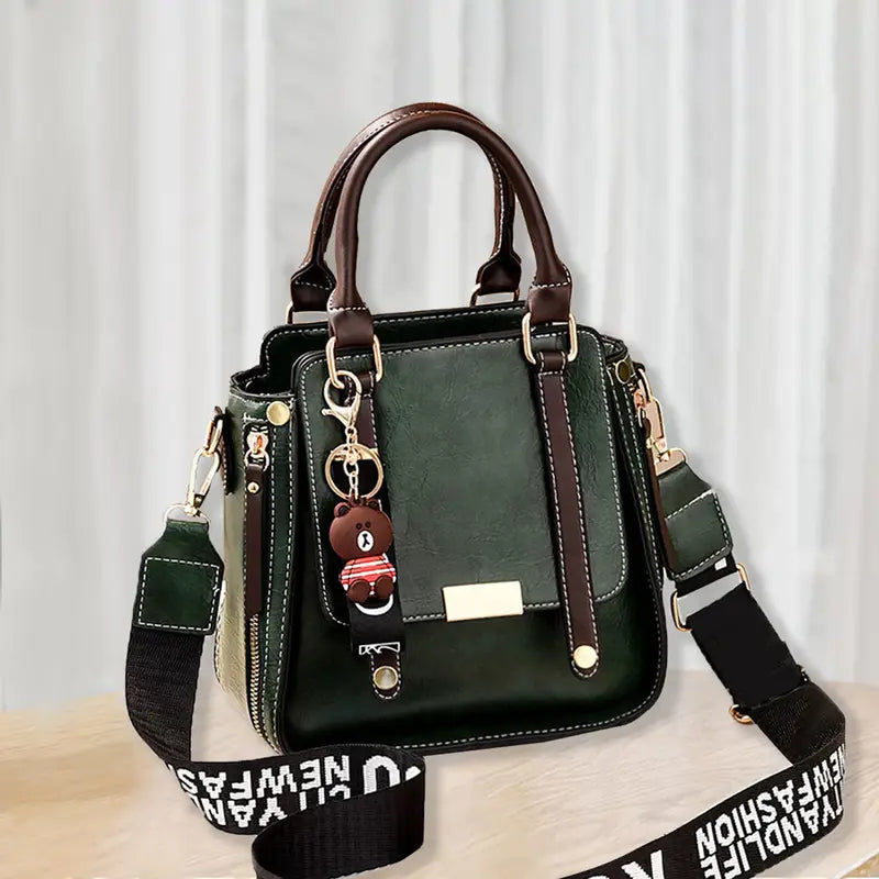 Women's Adjustable Tote Handbag - Spacious Work Bag with Zipper Closure, Golden Hardware