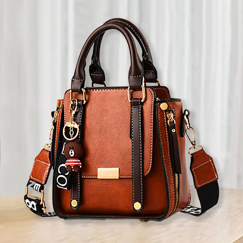 Women's Adjustable Tote Handbag - Spacious Work Bag with Zipper Closure, Golden Hardware