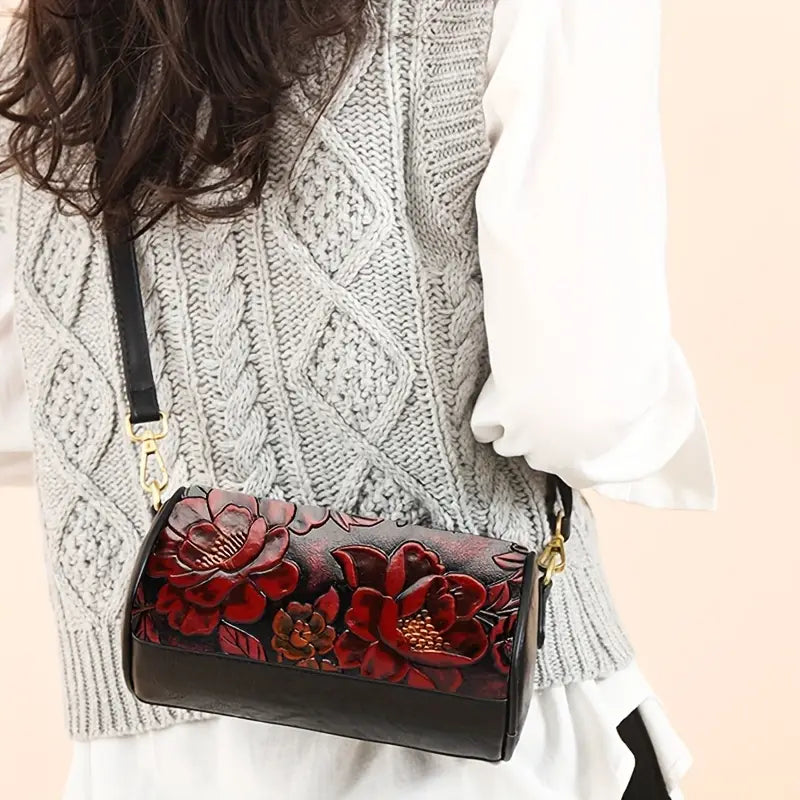 Mini Vintage Floral Embossed Crossbody Bag