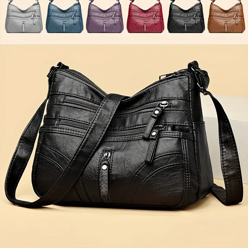 Large Capacity Soft Crossbody Bag - Random Flower Pattern & Strap Direction