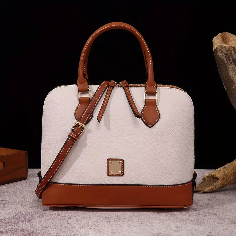 Luxury Color Contrast Satchel Handbag - Classic Style for Women's Office & Work