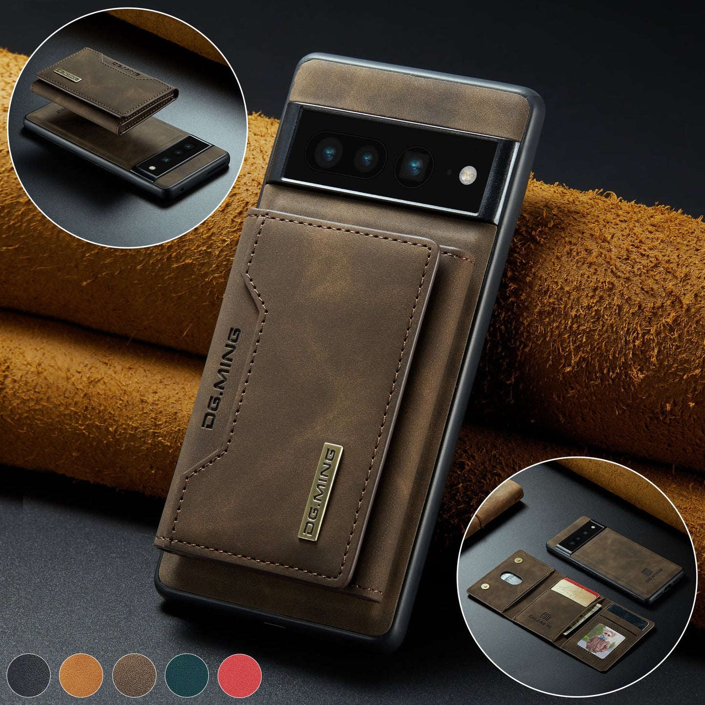 2-in-1 abnehmbare Leder-Brieftaschenhülle für Google Pixel 