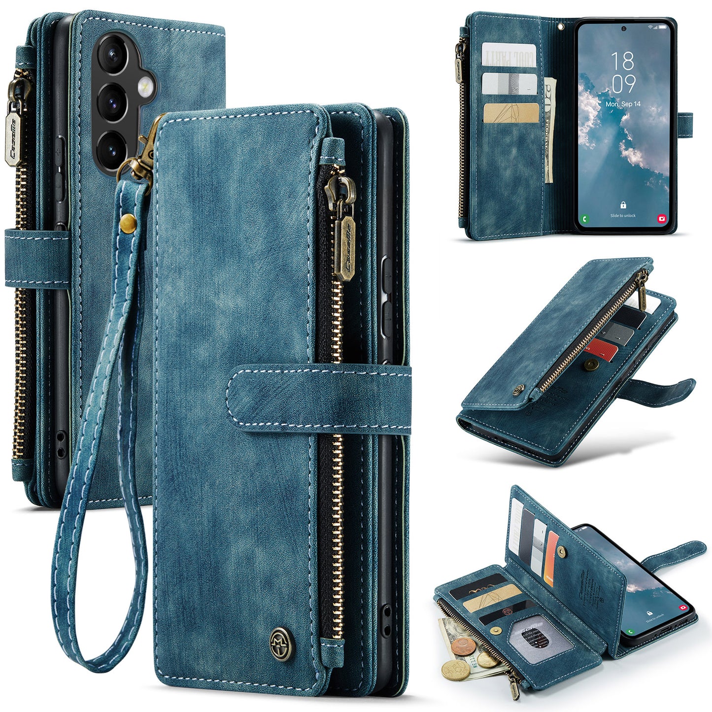 2-in-1 abnehmbare Leder-Brieftaschenhülle für Samsung Galaxy