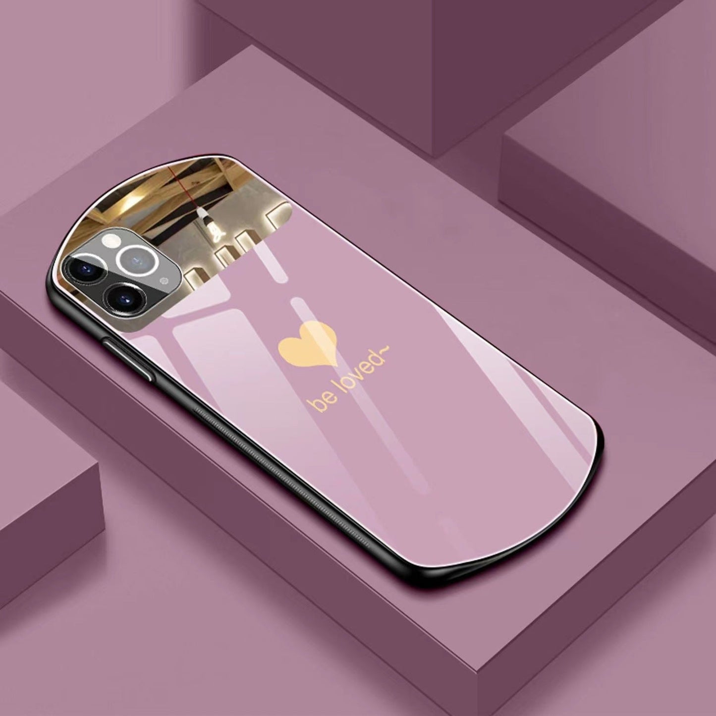 Heart-Shaped Oval Tempered Glass iPhone Case